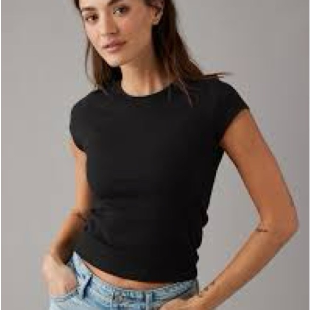 AE RIBBED HEY BABY TEE